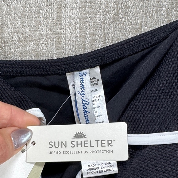 Tommy Bahama Island Cays Cabana Ruffle Tankini Top Black Large NWT UPF 50 - Picture 9 of 11